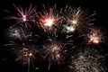 Beautiful fireworks explosions isolated on black background Royalty Free Stock Photo