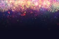 Beautiful fireworks and glitter bokeh lighting effect Colorfull Blurred abstract background for anniversary, new year eve or Royalty Free Stock Photo