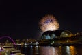 Fireworks at Newcastle Quayside on New Year`s Eve Royalty Free Stock Photo