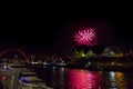 Fireworks at Newcastle Quayside on New Year`s Eve Royalty Free Stock Photo