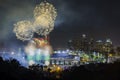 Beautiful fireworks over the famous Dodger Stadium Royalty Free Stock Photo