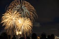 Beautiful Fireworks with Silhouette of People in Foreground Royalty Free Stock Photo