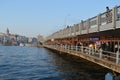 Beautiful fish restaurants on bridge, unique Bosphorus, Istanbul, Turkey