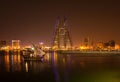 Beautiful fishing boat and Bahrain skyline Royalty Free Stock Photo