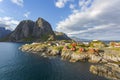 Beautiful fishing village of Reine in the sunset light, Lofoten islands Royalty Free Stock Photo