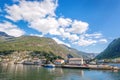 Beautiful fishing village Undredal close the fjord near the Flam in Norway Royalty Free Stock Photo