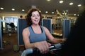 Beautiful fit senior woman in gym doing cardio work out. Royalty Free Stock Photo