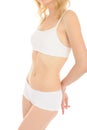 Beautiful fit slim woman body in white underwear