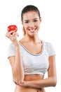 Beautiful fit woman holding an apple Royalty Free Stock Photo