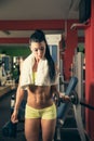 Beautiful fit woman working out in gym - girl in fitness Royalty Free Stock Photo