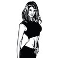 Beautiful fitness girl woman. Illustration.