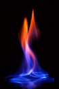 Flame of burning alcohol on black background. Gas flame. Black background. Abstract blaze fire flame texture background Royalty Free Stock Photo