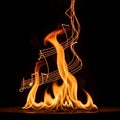 Beautiful Flames and Music Notes Against Dark Background Royalty Free Stock Photo