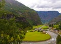 Flamsdalen Valley on rainy summer day Norway Royalty Free Stock Photo