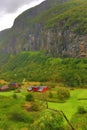 Flamsdalen valley view rainy summer day Norway Royalty Free Stock Photo