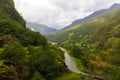 Flamsdalen valley view rainy summer day Norway Royalty Free Stock Photo