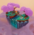 Beautiful Stylized Floating Island in Summer