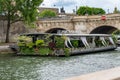 Beautiful floating restaurant on the Seine river on 19 June 2019 - Paris, France