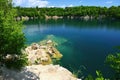 Beautiful flooded quarry with clear water for swimming. Summer landscape concept with nature. Masovice - Czech Republic