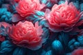 bright flower nature flora neon colours blossom design peony bloom. Generative AI.