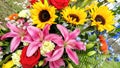 Beautiful Floral Bouquet, Sunflowers, Lillies, Gladiolus, Roses Royalty Free Stock Photo