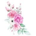 Beautiful floral arrangement with various flowers for cards composition elements