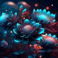 Beautiful floral background with blue and red flowers. Vector illustration. generative AI Royalty Free Stock Photo