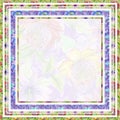 Beautiful floral border made of bright passiflora flowers. Square frame with space for a text in the middle. Watercolor painting.