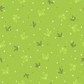 Beautiful Green Floral Fall Leaf Polka Dot Seamless Pattern Background Wallpaper with flower and leaf Royalty Free Stock Photo