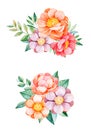 Beautiful floral collection with peony,flowers,leaves,flowers,branches