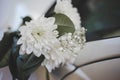 Beautiful floral decoration on a wedding car Royalty Free Stock Photo