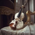 Beautiful Floral Design Violin Created with Generative Ai Technology