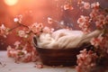 Beautiful floral digital backdrop for newborn baby