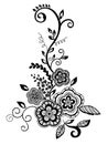 Beautiful floral element. Black and white flowers