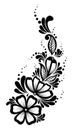 Beautiful floral element. Black-and-white flowers