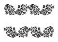 Plant Beautiful black and white floral border design element flowers and leaves design element with imitation guipure embroidery. Royalty Free Stock Photo