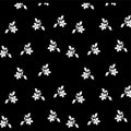 Plant Beautiful black and white floral seamles design element flowers and leaves design element with imitation guipure embroidery. Royalty Free Stock Photo