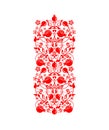 Beautiful floral ethnic red decorative ornamental border with abstract pomegranate tree, fruit and flowers for greeting card, wedd