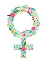 Beautiful floral feminine symbol of Venus as female gender sign