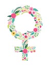 Beautiful floral feminine symbol of Venus as female gender sign