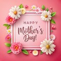 A Beautiful Floral Frame Happy Mothers Day Greetings Card Design Royalty Free Stock Photo