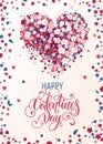 Beautiful floral heart with lettering. Valentine card. Royalty Free Stock Photo