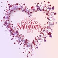 Beautiful floral heart with lettering. Valentine card. Royalty Free Stock Photo