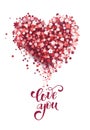 Beautiful floral heart with lettering. Valentine card. Royalty Free Stock Photo