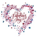 Beautiful floral heart with lettering. Valentine card. Royalty Free Stock Photo