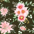 Hand drawn watercolor romantic floral seamless pattern Royalty Free Stock Photo