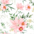 Hand drawn watercolor romantic floral seamless pattern Royalty Free Stock Photo