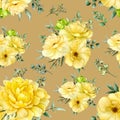 Beautiful blooming watercolor summer flower seamless pattern Royalty Free Stock Photo