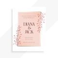 Beautiful floral leaves soft colors wedding invitation template Royalty Free Stock Photo