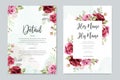 Beautiful floral and leaves wedding invitation template